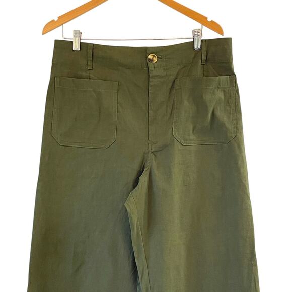 Anthropologie Maeve The Colette Magic Fabric Crop Wide-Leg Pants Green Sz 33 NEW - Picture 4 of 10